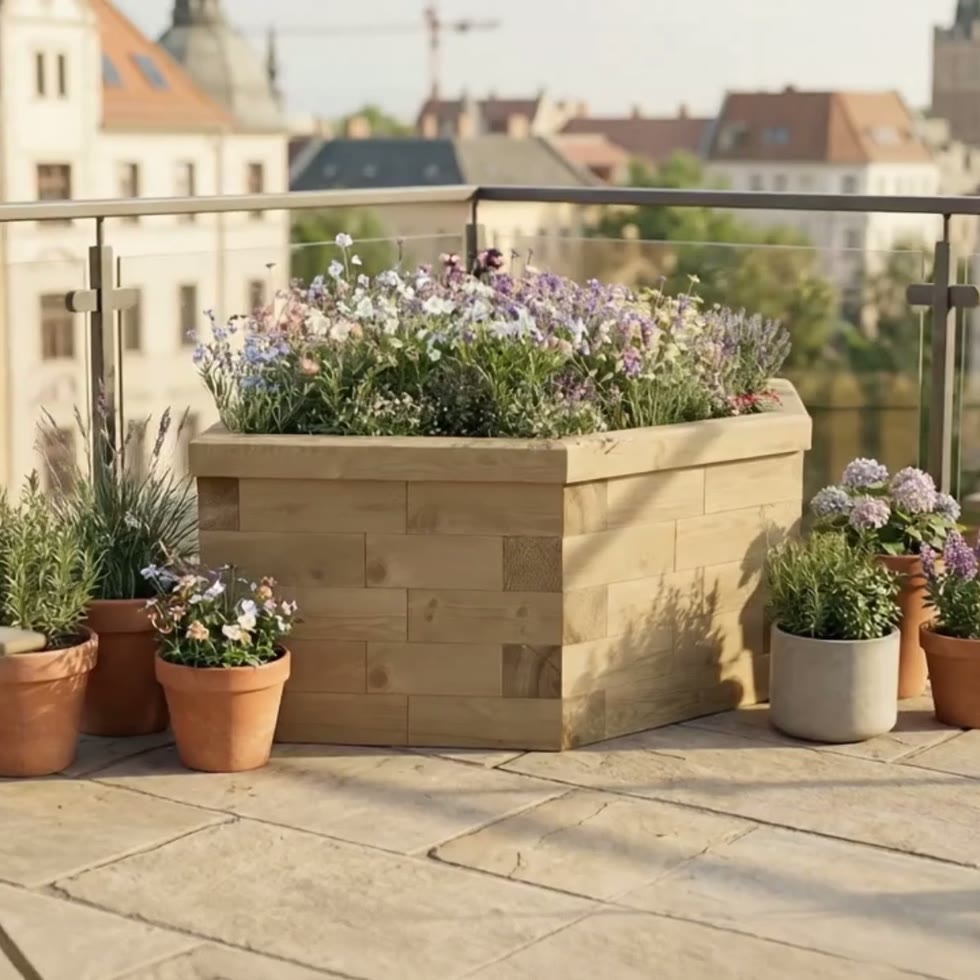 Hexagonal Wildflower Bed / 1.55 x 0.925 x 0.45m