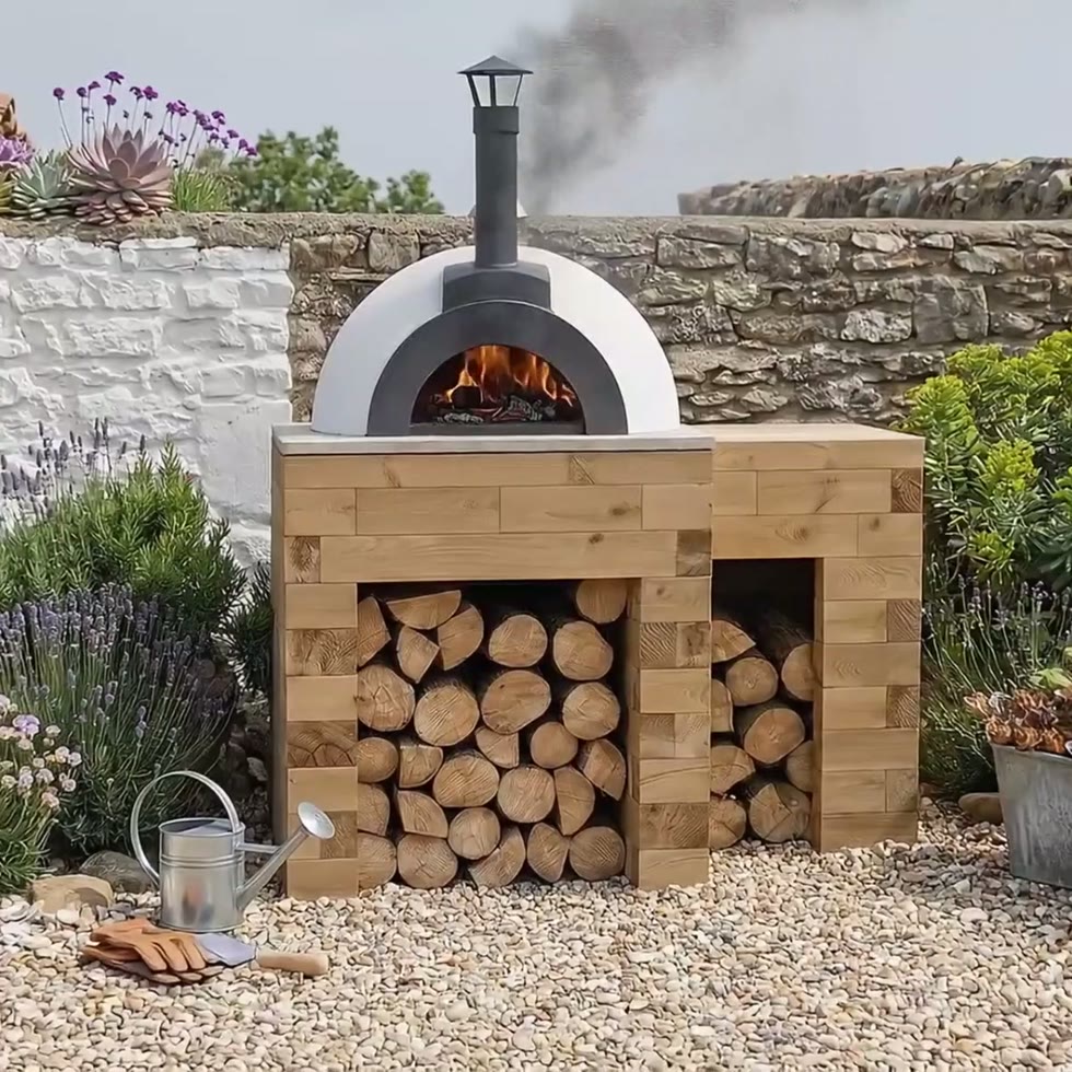 Mesa para horno de pizza con zona de preparación / 150 x 90 x 95 cm