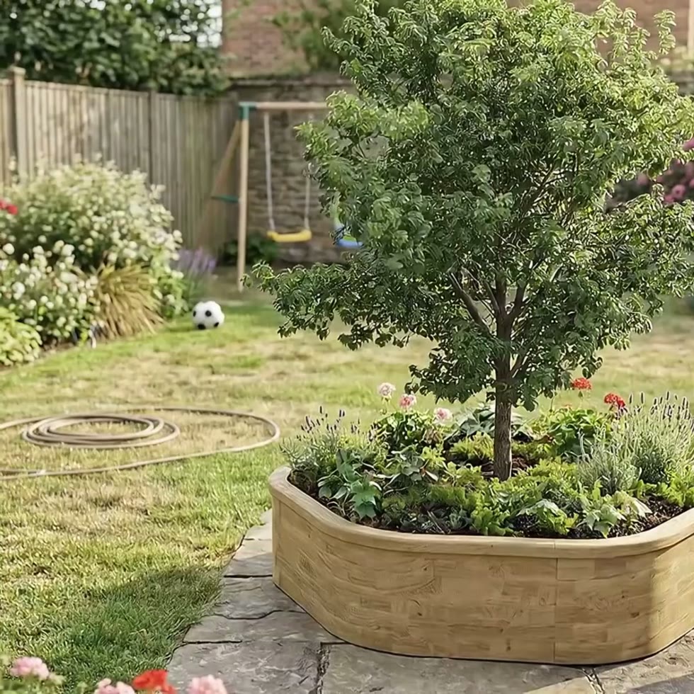 Kit de borde de árbol de madera hexagonal alto / 242 x 225 x 55,0 cm