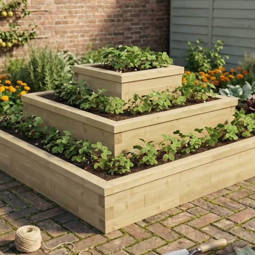 Jardinera piramidal / 225 x 225 x 95 cm