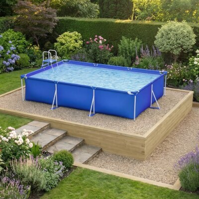 Base para piscina elevada con pendientes / 4,125 x 4,125 x 0,65 m