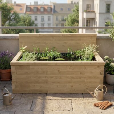 Estanque elevado con pared trasera alta / 1,875 x 1,125 x 0,65 m