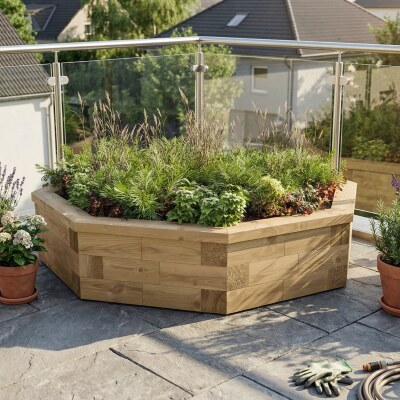 Jardinera elevada octogonal / 1,65 x 0,35 m