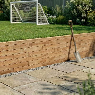 Muro de contención de madera para jardín / Diseña la longitud y la forma