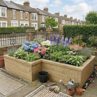 Jardinera ancha en forma de L / 225 x 150 x 120 x 120 x 55,0 cm