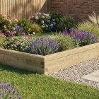 Borde de jardín de madera con vuelta / 3,0 x 1,5 x 0,25 m