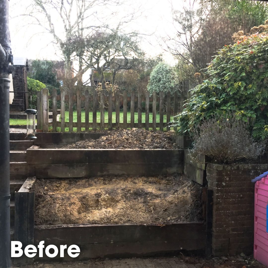 Sloped garden before and after Sloped garden before